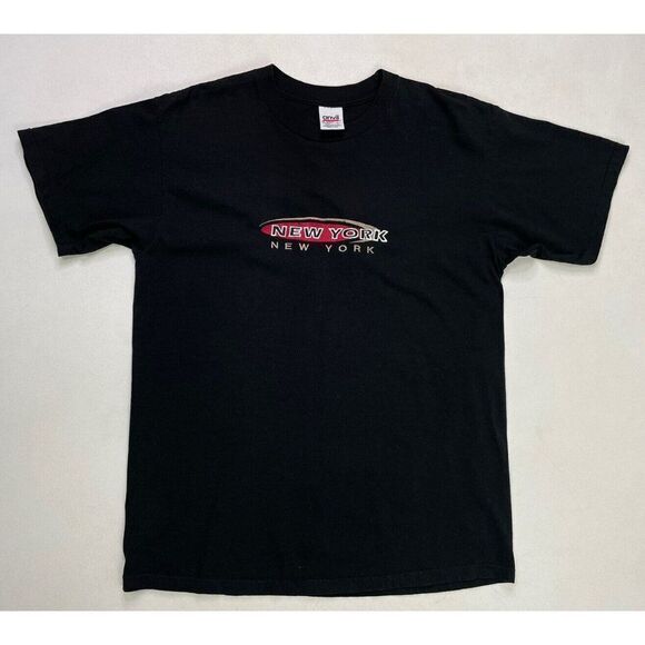 VINTAGE New York City NYC Embroidered T-shirt Men Large 90s Single Stitch - Picture 1 of 6